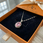 Rose Oval Crown Halo Necklace